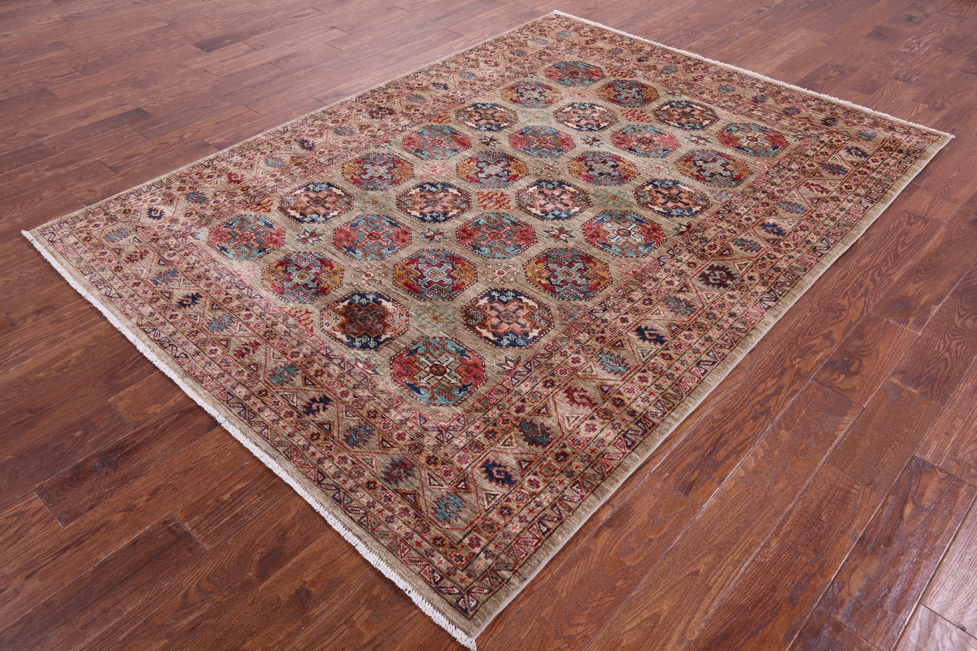 Turkmen Ersari Hand Knotted Wool Rug - 5' 10" X 7' 11" - Golden Nile