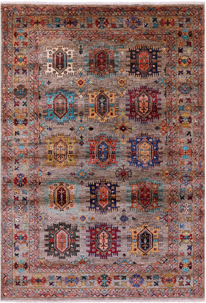 Turkmen Ersari Hand Knotted Wool Rug - 5' 7" X 8' 1" - Golden Nile