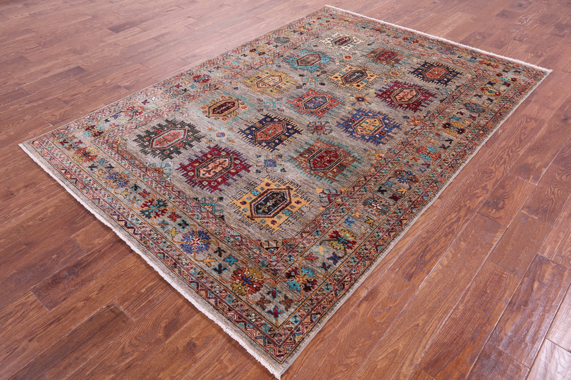 Turkmen Ersari Hand Knotted Wool Rug - 5' 7" X 8' 1" - Golden Nile
