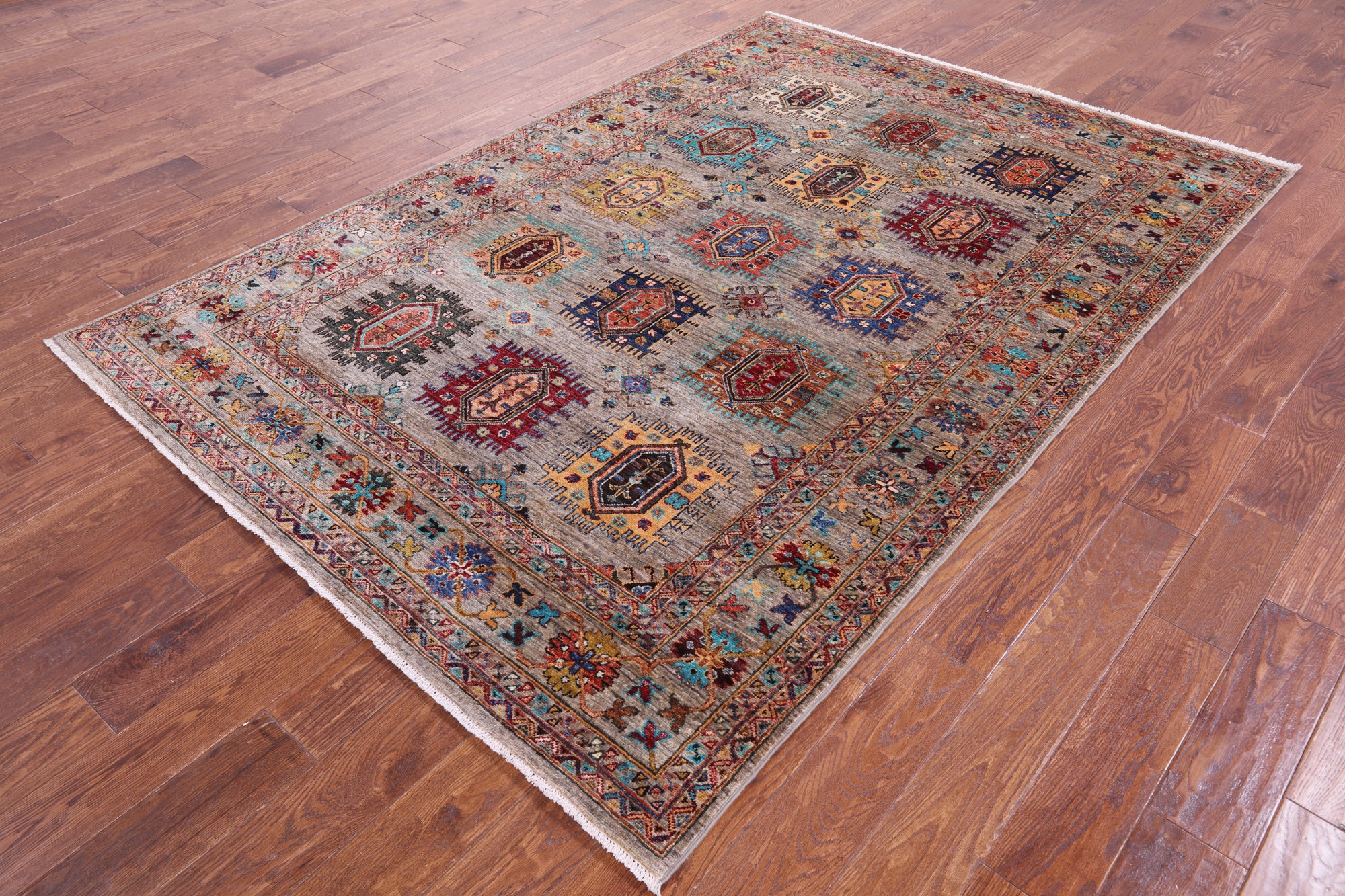 Turkmen Ersari Hand Knotted Wool Rug - 5' 7" X 8' 1" - Golden Nile