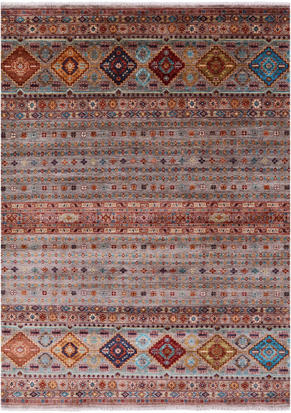 Khorjin Persian Gabbeh Hand Knotted Wool Rug - 5' 9" X 8' 0" - Golden Nile