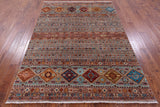 Khorjin Persian Gabbeh Hand Knotted Wool Rug - 5' 9" X 8' 0" - Golden Nile