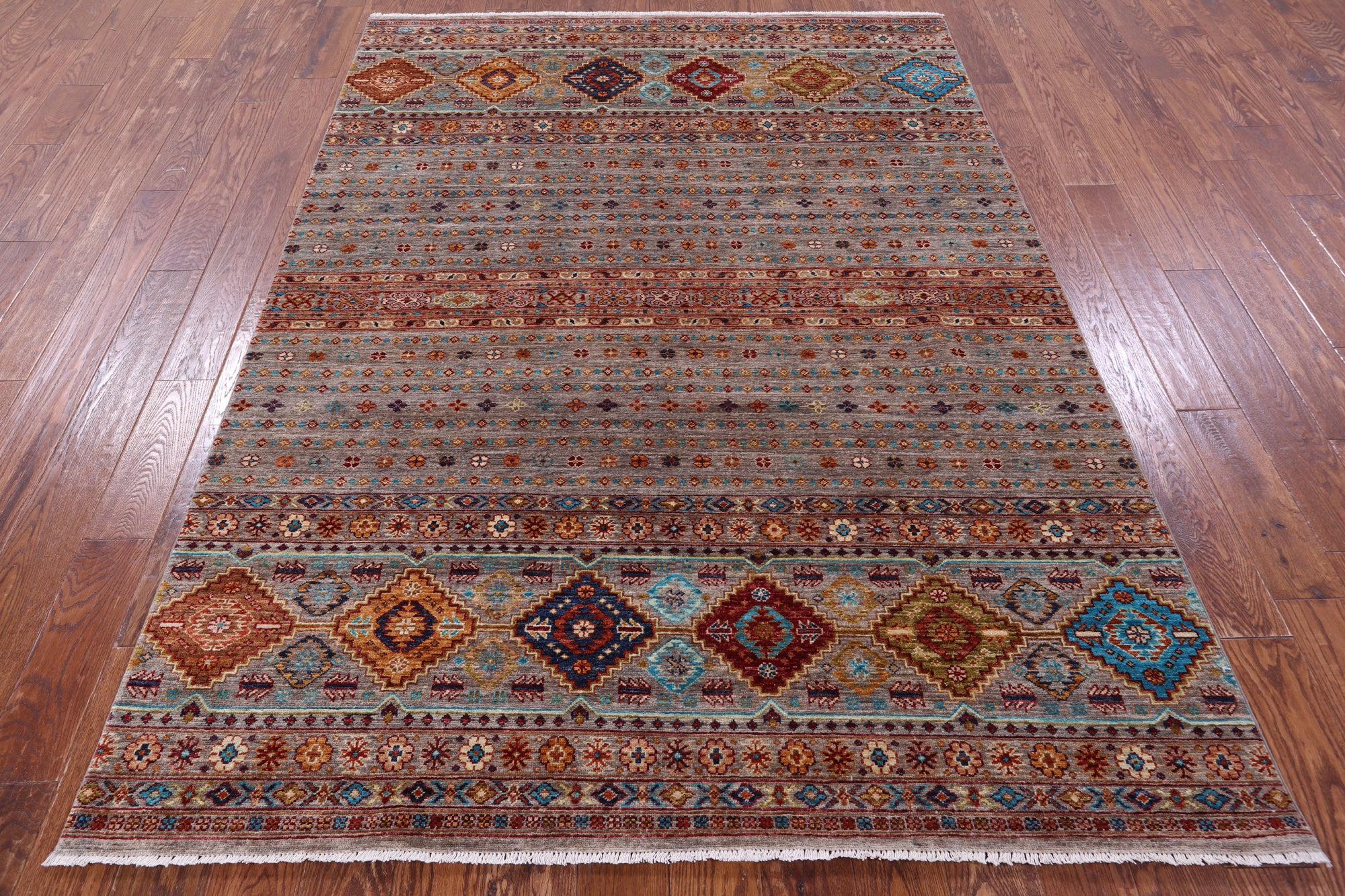 Khorjin Persian Gabbeh Hand Knotted Wool Rug - 5' 9" X 8' 0" - Golden Nile
