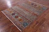 Khorjin Persian Gabbeh Hand Knotted Wool Rug - 5' 9" X 8' 0" - Golden Nile