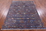 Blue Tribal Persian Gabbeh Hand Knotted Wool Rug - 5' 10" X 7' 6" - Golden Nile
