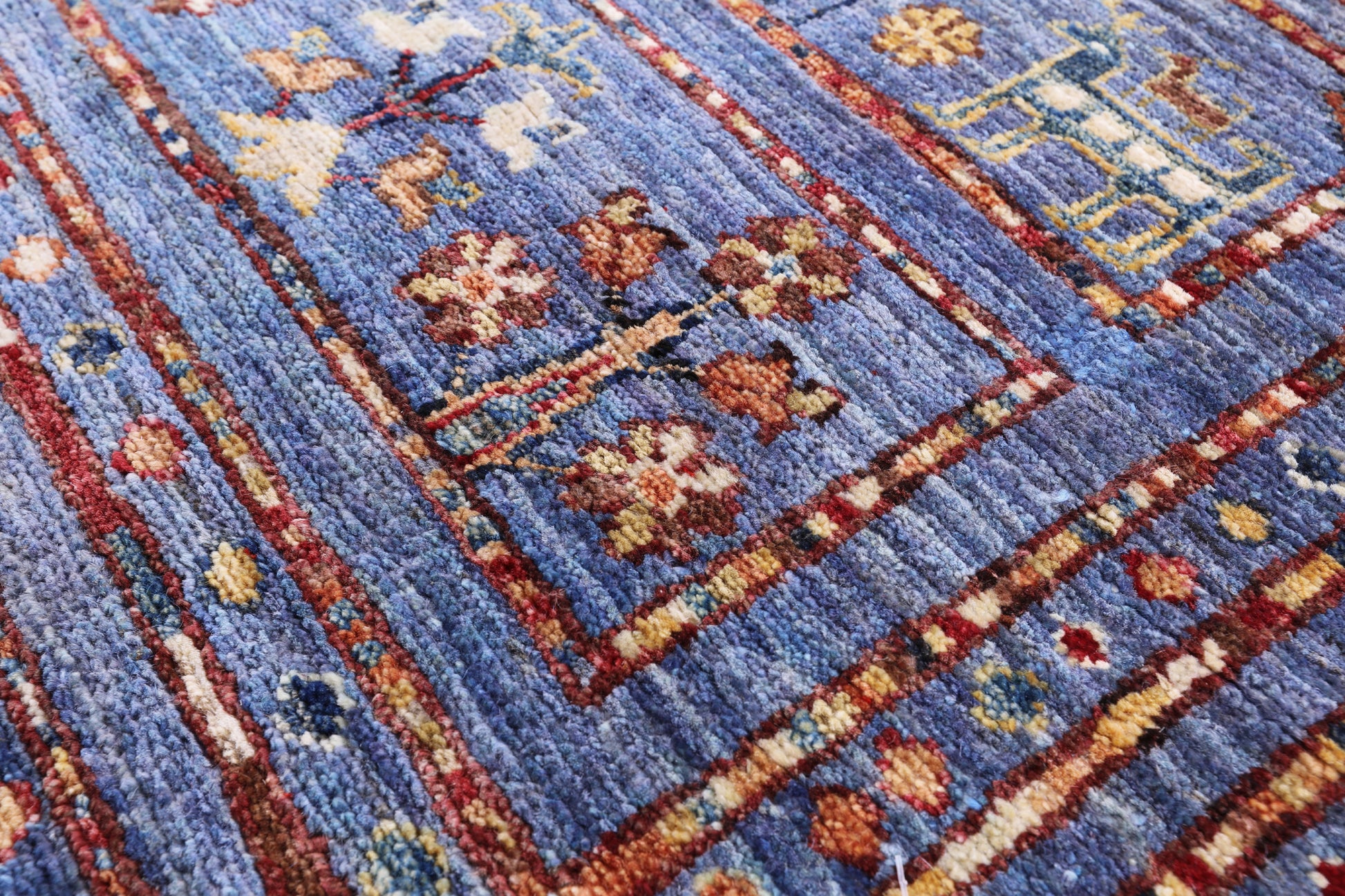 Blue Tribal Persian Gabbeh Hand Knotted Wool Rug - 5' 10" X 7' 6" - Golden Nile