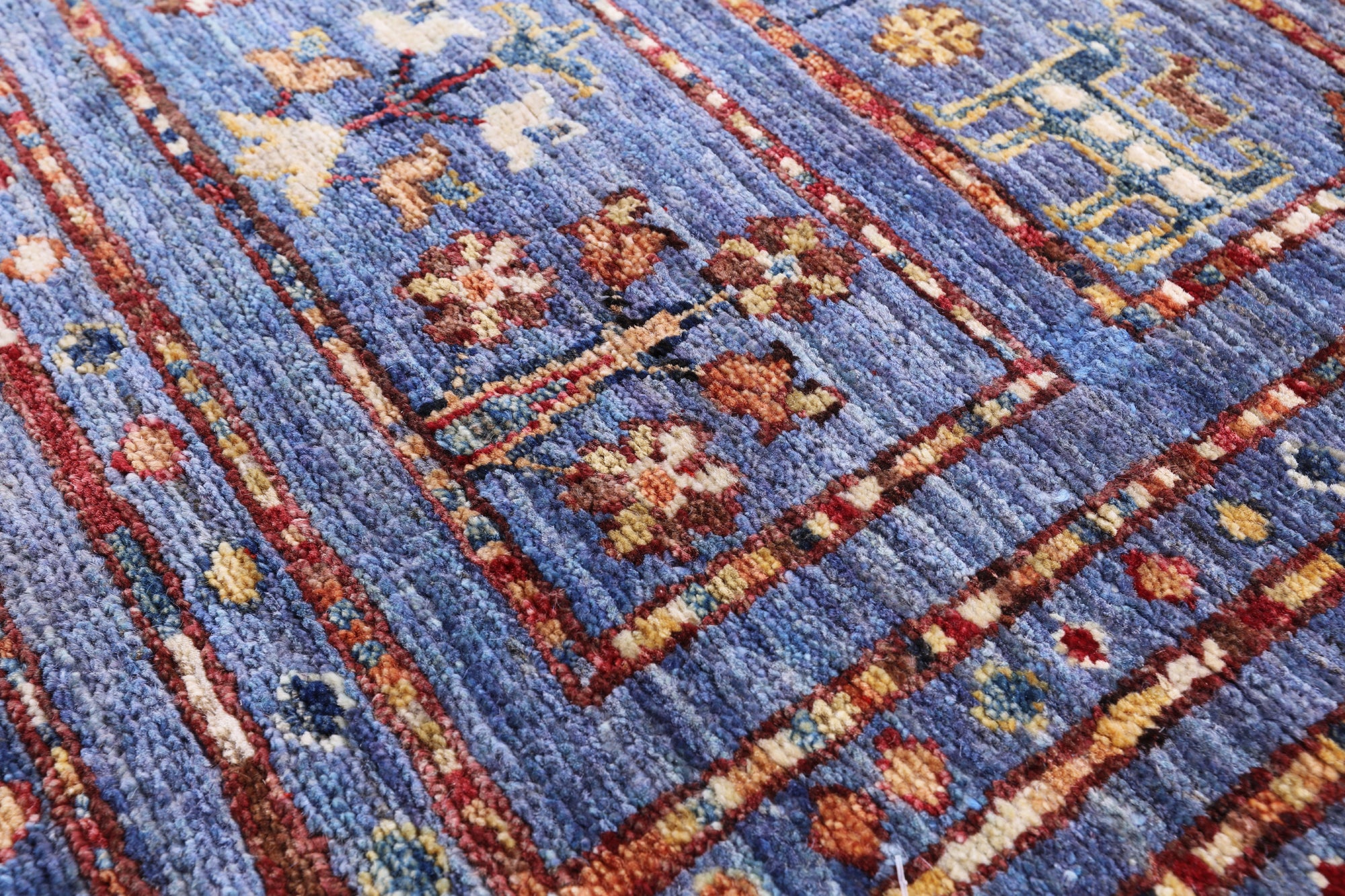 Blue Tribal Persian Gabbeh Hand Knotted Wool Rug - 5' 10" X 7' 6" - Golden Nile