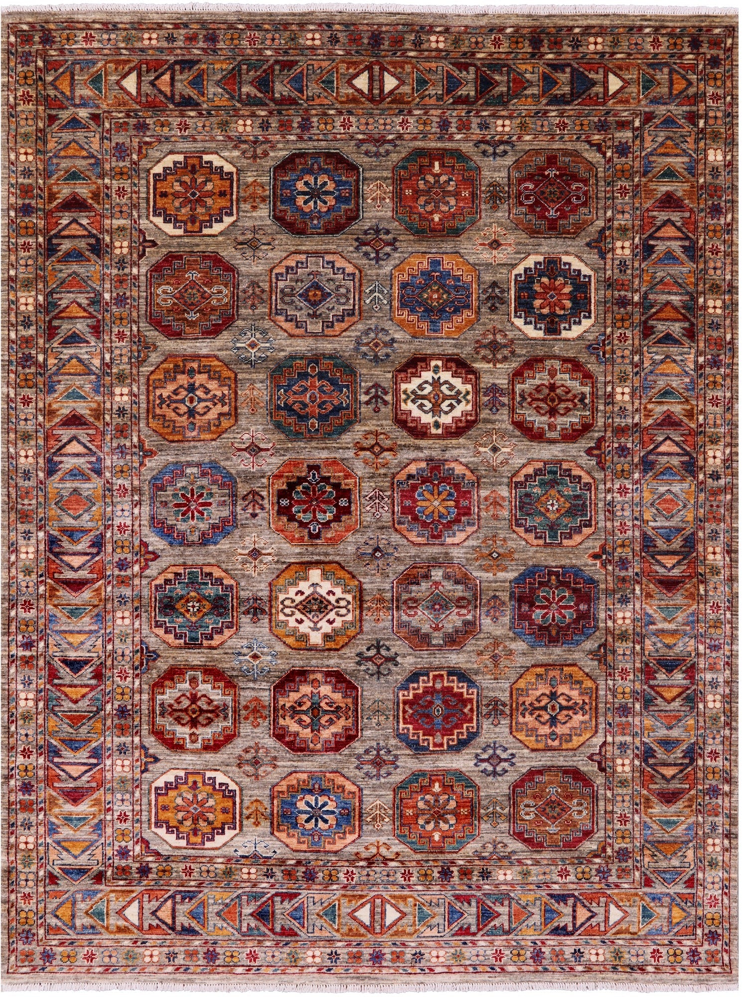 Turkmen Ersari Hand Knotted Wool Rug - 5' 9" X 7' 7" - Golden Nile