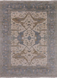 Ivory Turkish Oushak Hand Knotted Wool Area Rug - 9' 0" X 11' 11" - Golden Nile
