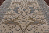 Ivory Turkish Oushak Hand Knotted Wool Area Rug - 9' 0" X 11' 11" - Golden Nile