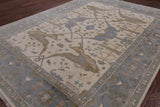 Ivory Turkish Oushak Hand Knotted Wool Area Rug - 9' 0" X 11' 11" - Golden Nile