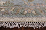 Ivory Turkish Oushak Hand Knotted Wool Area Rug - 9' 0" X 11' 11" - Golden Nile