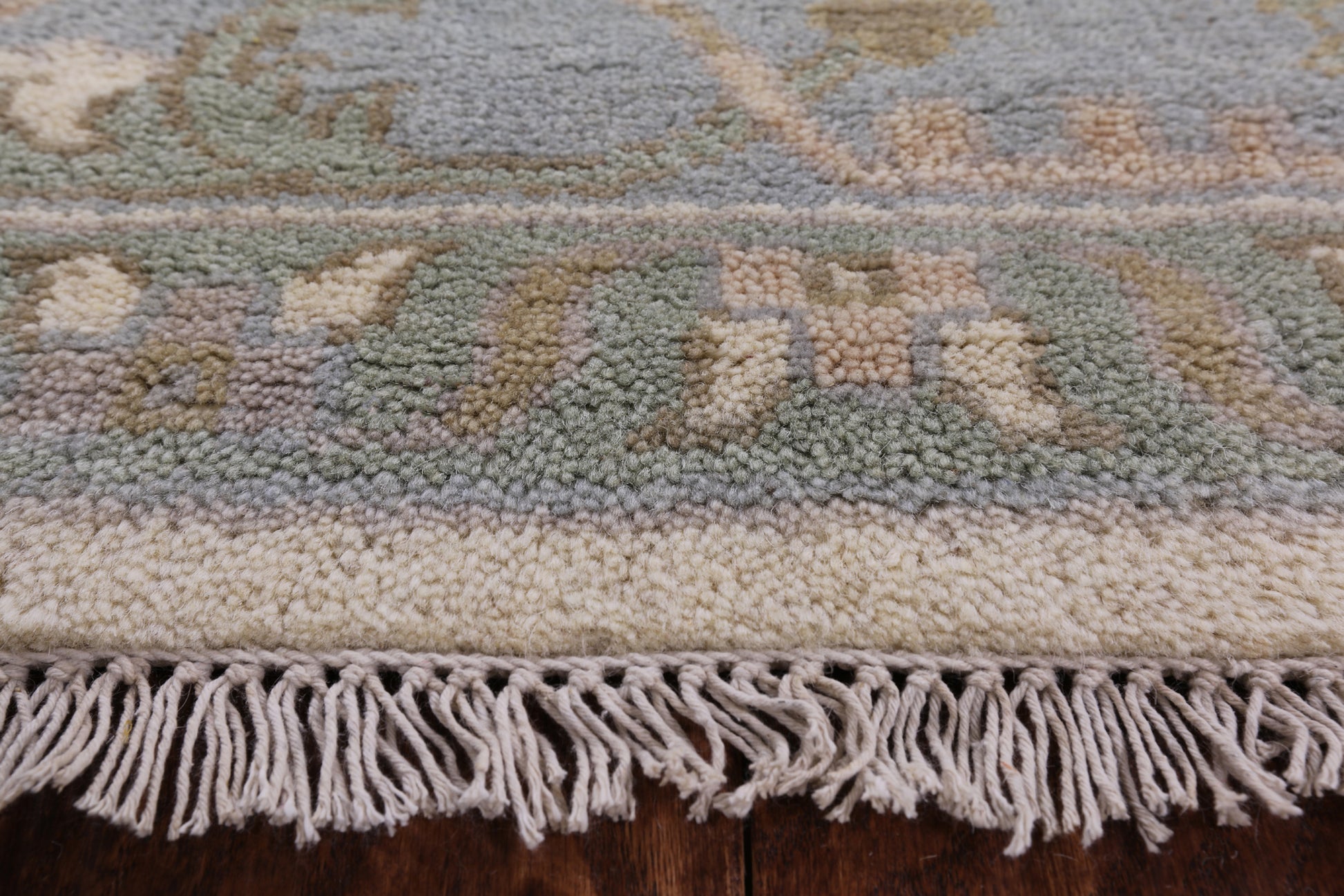 Ivory Turkish Oushak Hand Knotted Wool Area Rug - 9' 0" X 11' 11" - Golden Nile