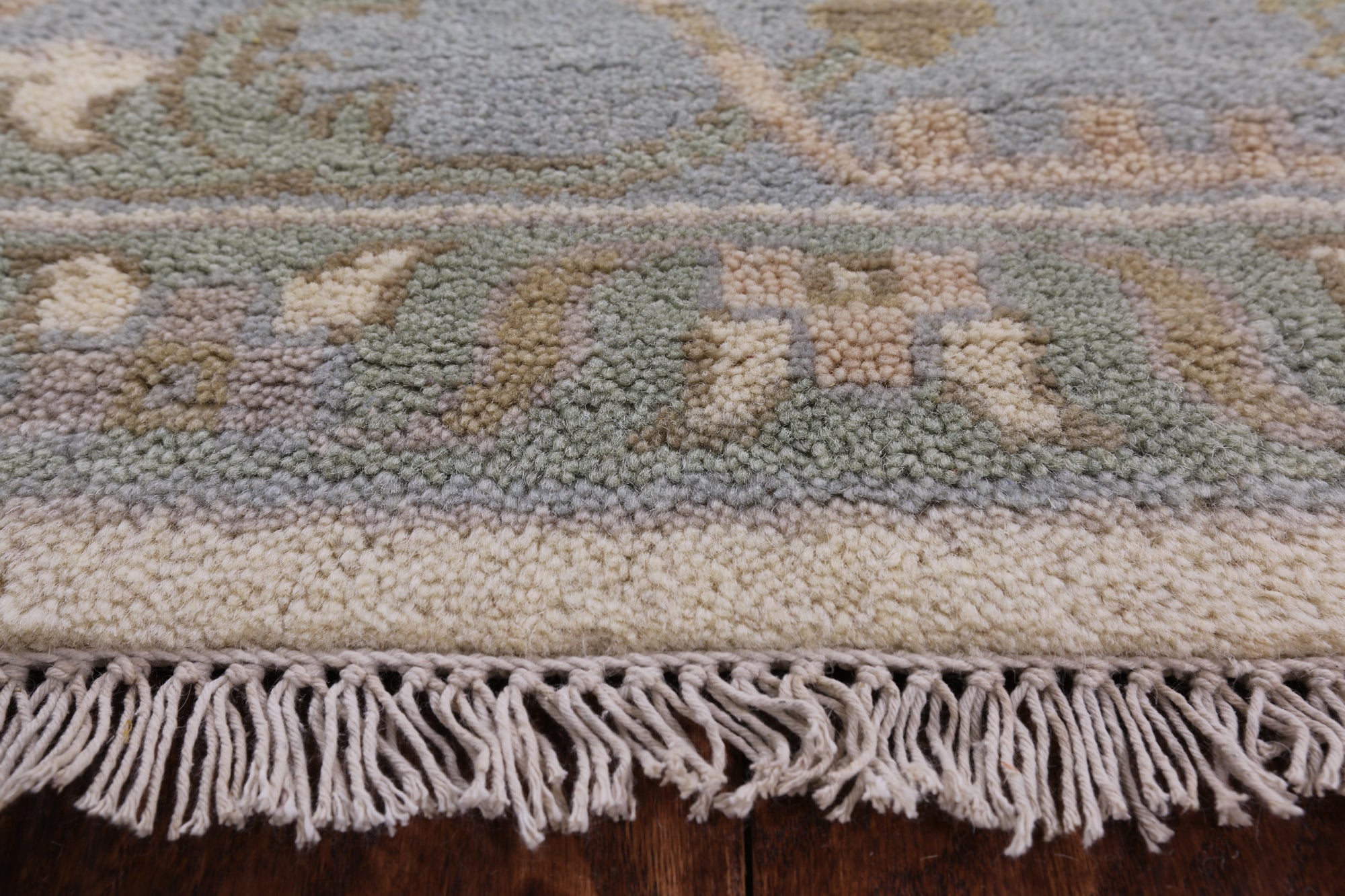 Ivory Turkish Oushak Hand Knotted Wool Area Rug - 9' 0" X 11' 11" - Golden Nile