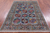 Blue Turkmen Ersari Hand Knotted Wool Rug - 4' 10" X 6' 6" - Golden Nile