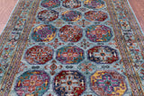 Blue Turkmen Ersari Hand Knotted Wool Rug - 4' 10" X 6' 6" - Golden Nile