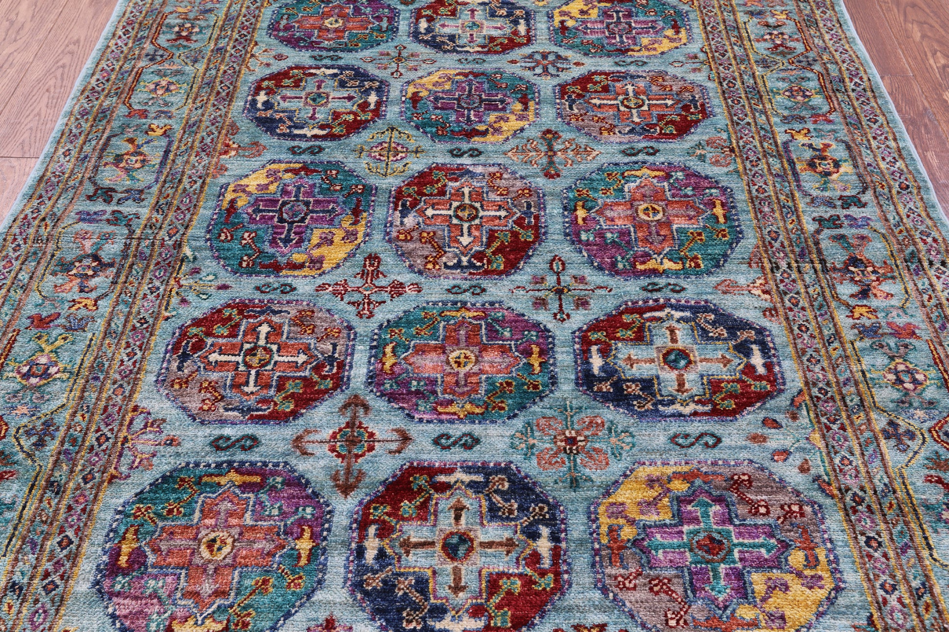 Blue Turkmen Ersari Hand Knotted Wool Rug - 4' 10" X 6' 6" - Golden Nile