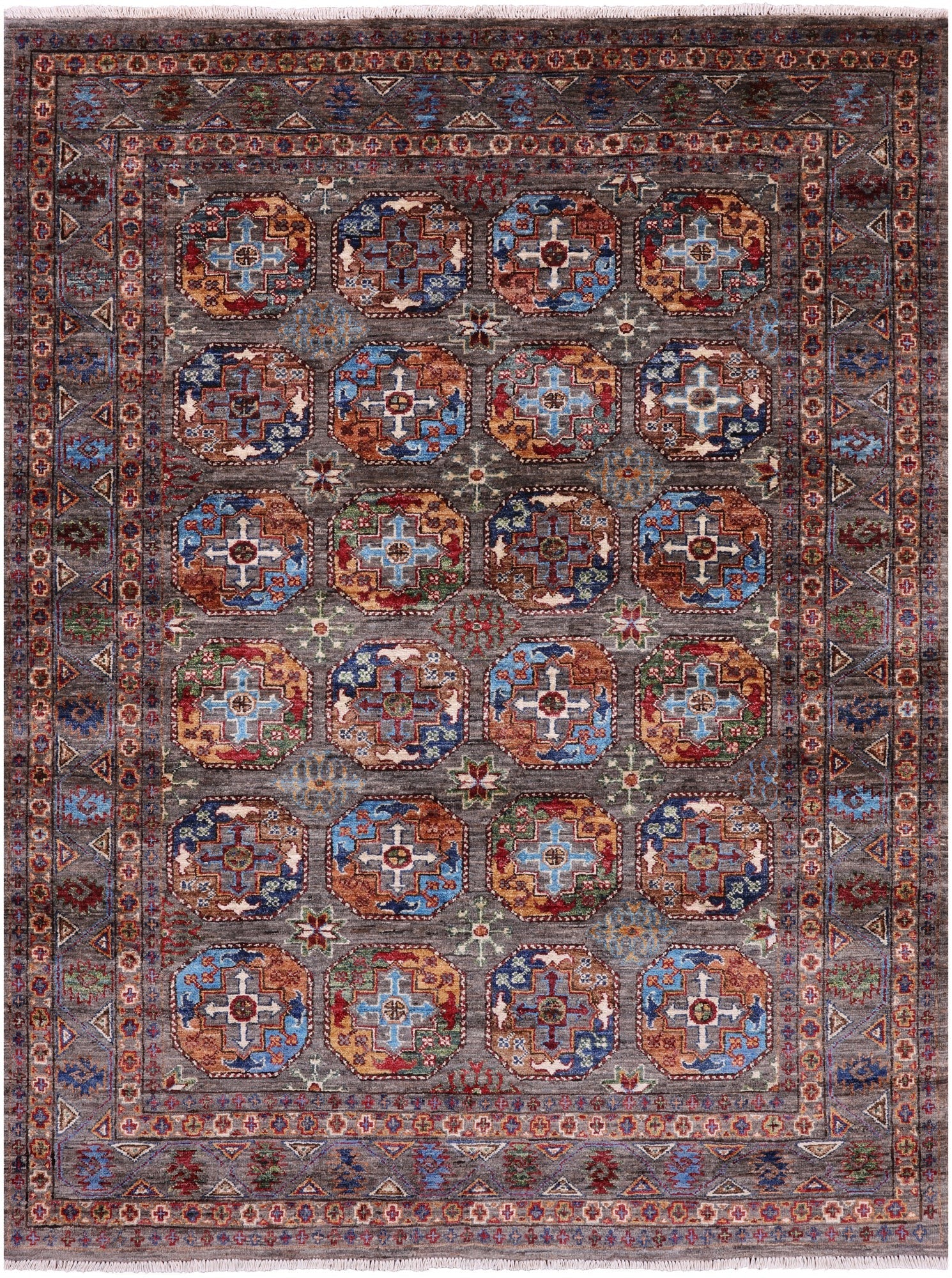 Turkmen Ersari Hand Knotted Wool Rug - 4' 11" X 6' 5" - Golden Nile