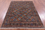 Turkmen Ersari Hand Knotted Wool Rug - 4' 11" X 6' 5" - Golden Nile