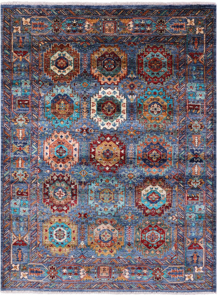 Turkmen Ersari Handmade Wool Rug - 5' 0" X 6' 8" - Golden Nile