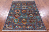 Turkmen Ersari Handmade Wool Rug - 5' 0" X 6' 8" - Golden Nile