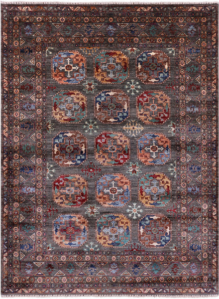 Turkmen Ersari Hand Knotted Wool Rug - 5' 2" X 6' 8" - Golden Nile