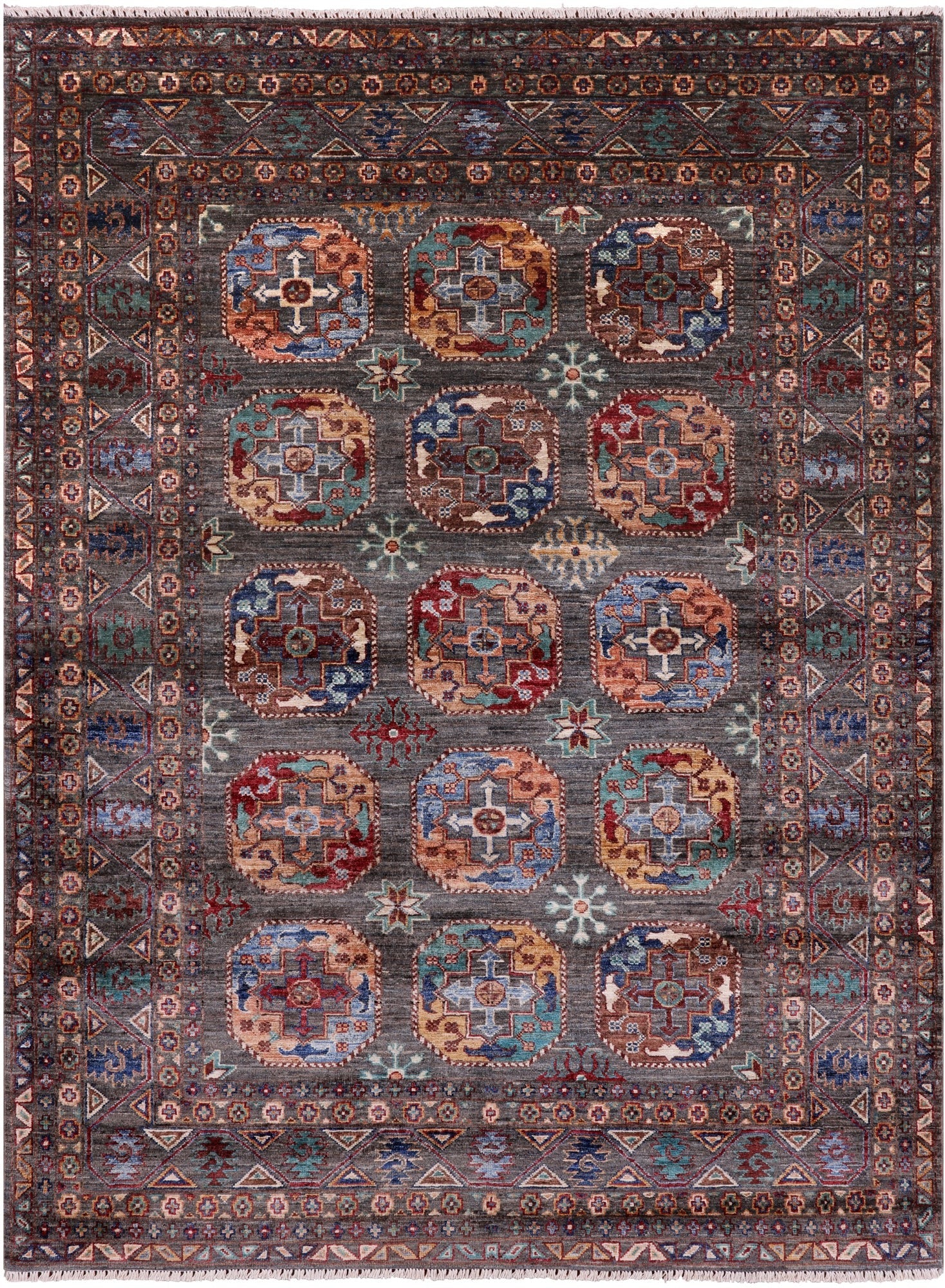 Turkmen Ersari Hand Knotted Wool Rug - 5' 2" X 6' 8" - Golden Nile