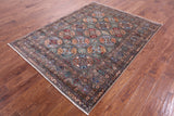 Turkmen Ersari Hand Knotted Wool Rug - 5' 2" X 6' 8" - Golden Nile