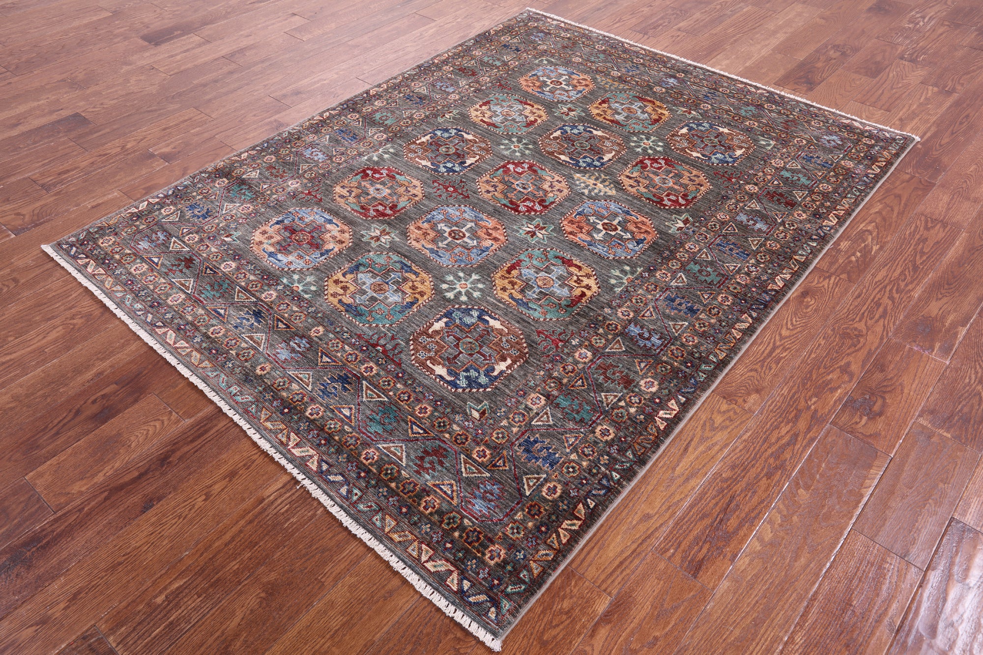 Turkmen Ersari Hand Knotted Wool Rug - 5' 2" X 6' 8" - Golden Nile