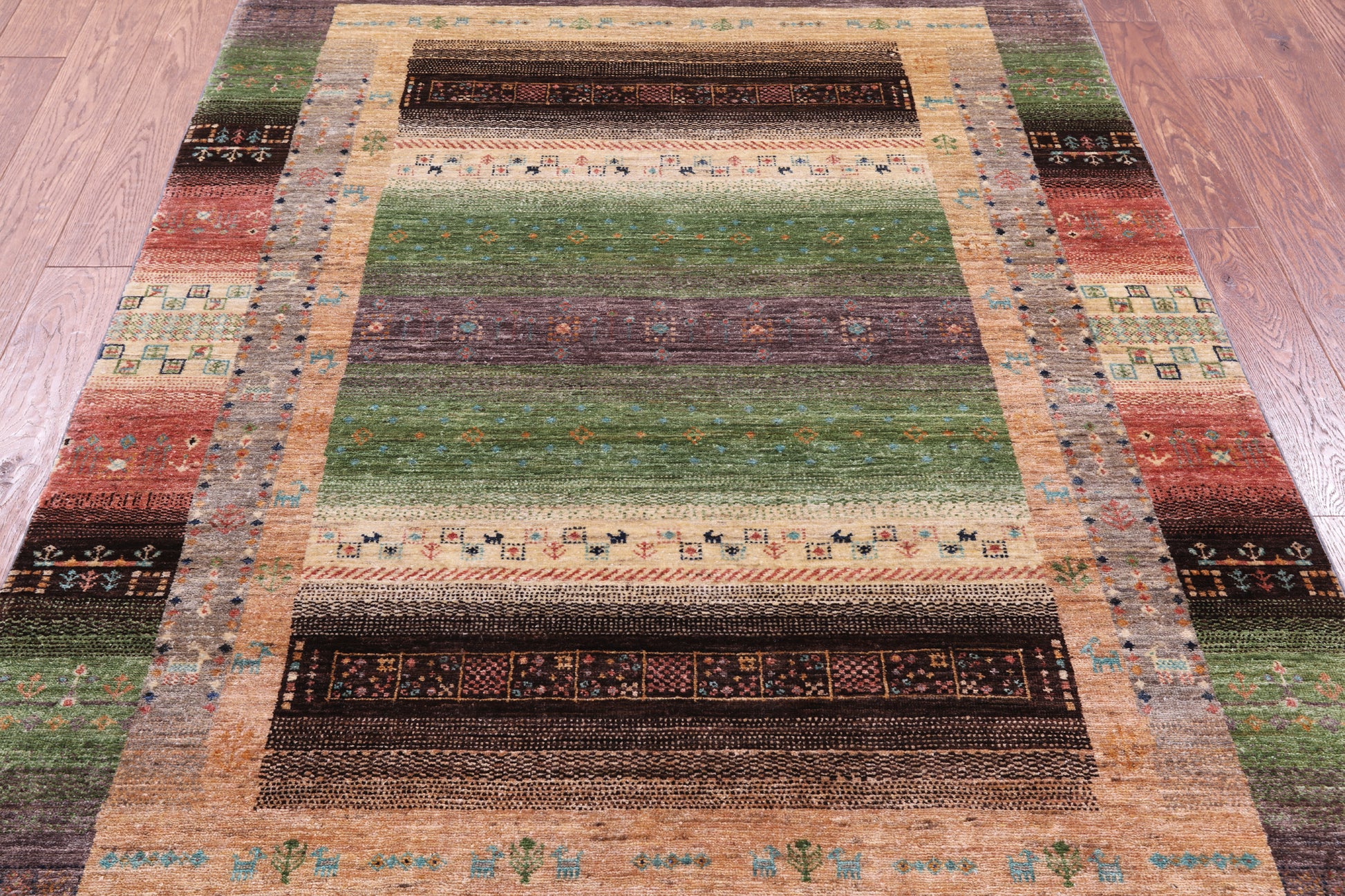 Tribal Persian Gabbeh Hand Knotted Wool Rug - 5' 1" X 6' 11" - Golden Nile