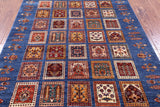 Blue Garden Design Persian Hand Knotted Wool Rug - 5' 2" X 6' 8" - Golden Nile