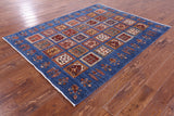 Blue Garden Design Persian Hand Knotted Wool Rug - 5' 2" X 6' 8" - Golden Nile