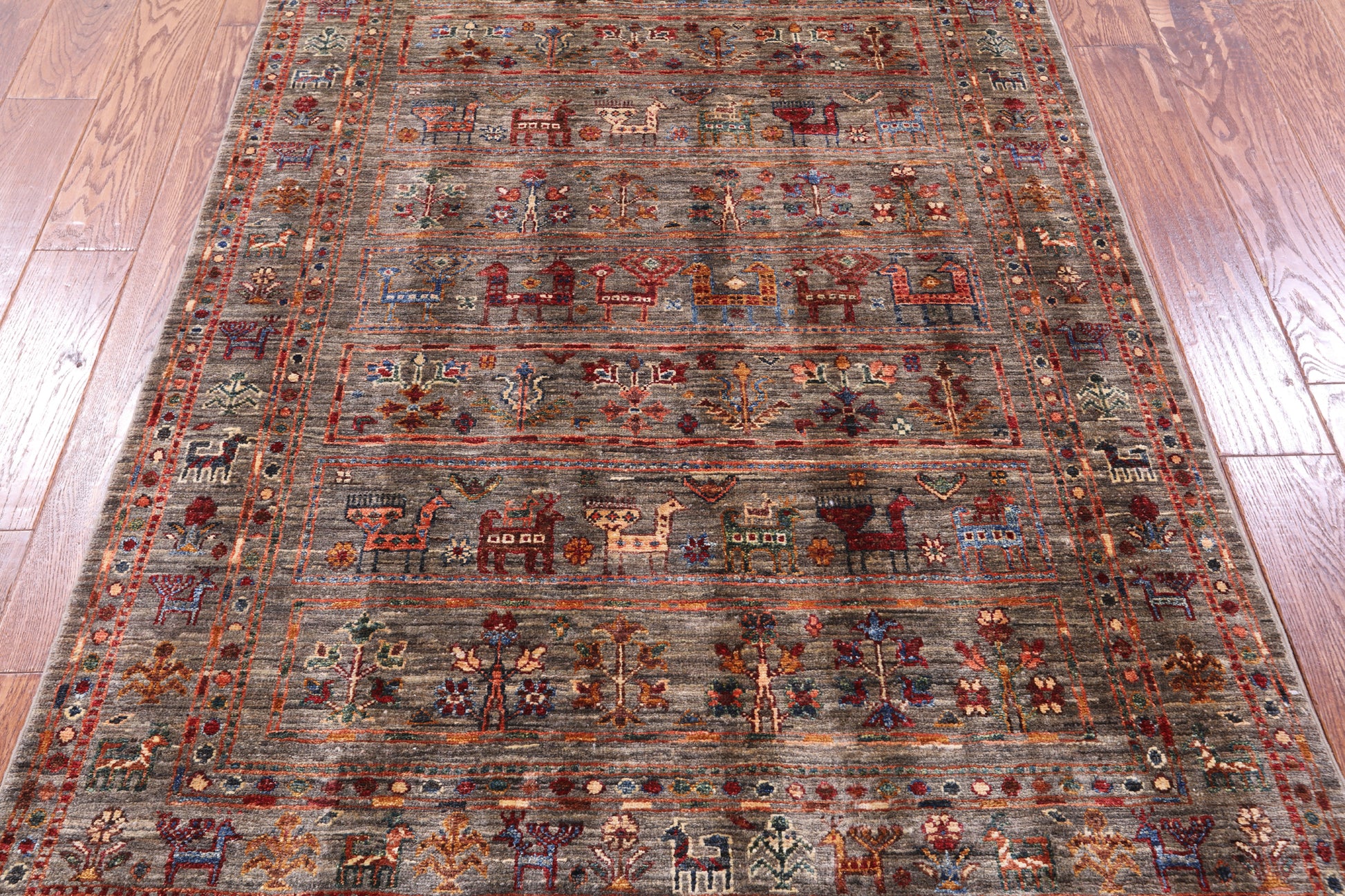 Tribal Persian Gabbeh Hand Knotted Wool Rug - 4' 0" X 5' 10" - Golden Nile