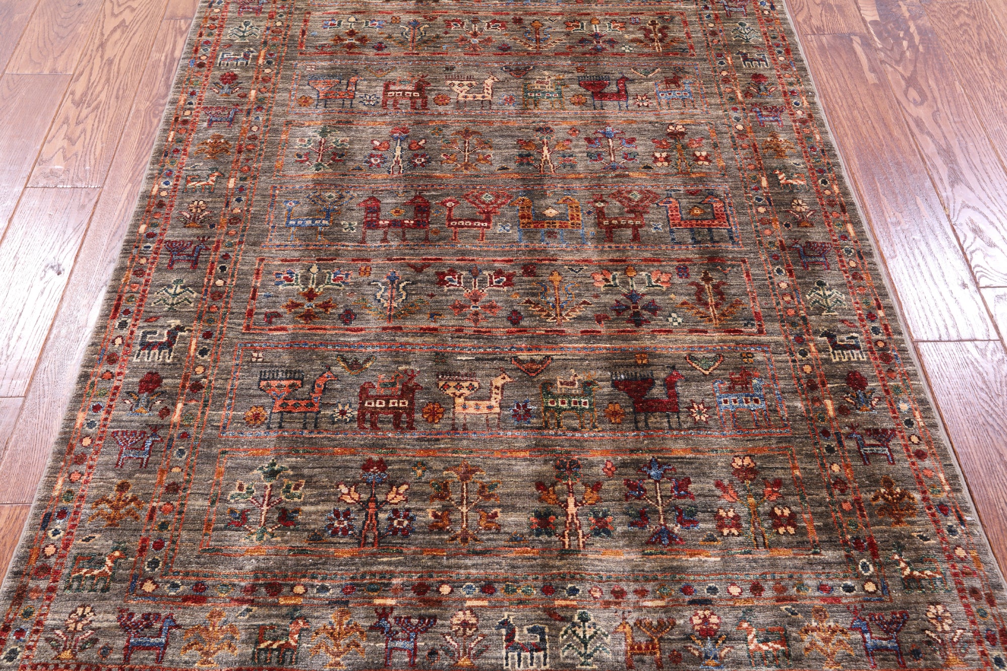 Tribal Persian Gabbeh Hand Knotted Wool Rug - 4' 0" X 5' 10" - Golden Nile