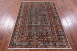 Tribal Persian Gabbeh Hand Knotted Wool Rug - 4' 0" X 5' 7" - Golden Nile
