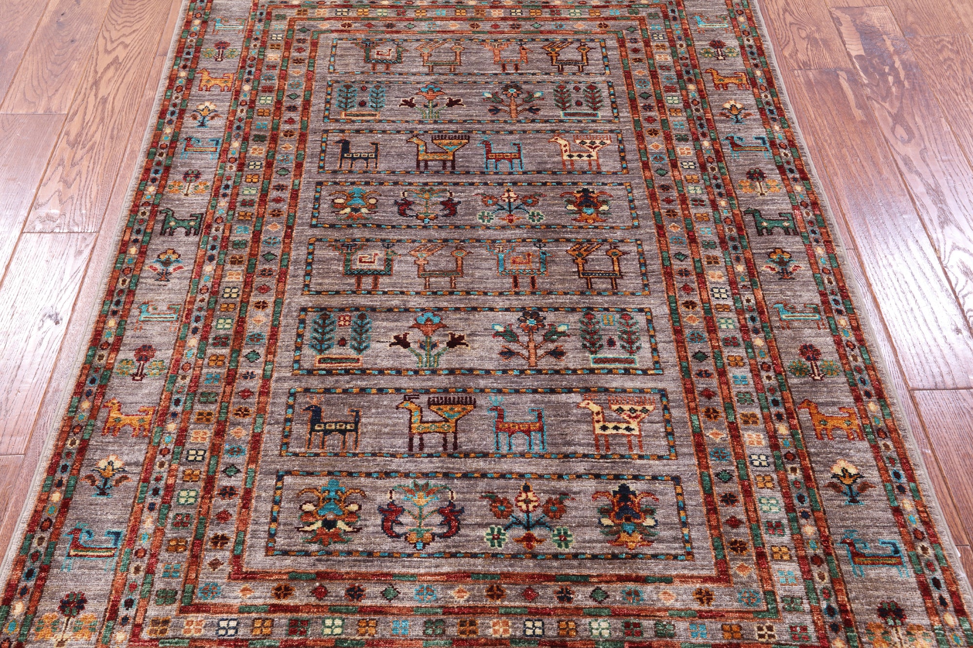 Tribal Persian Gabbeh Hand Knotted Wool Rug - 4' 0" X 5' 7" - Golden Nile