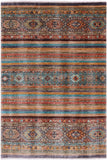 Khorjin Persian Gabbeh Hand Knotted Wool Rug - 4' 0" X 5' 9" - Golden Nile