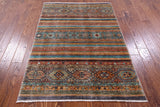 Khorjin Persian Gabbeh Hand Knotted Wool Rug - 4' 0" X 5' 9" - Golden Nile