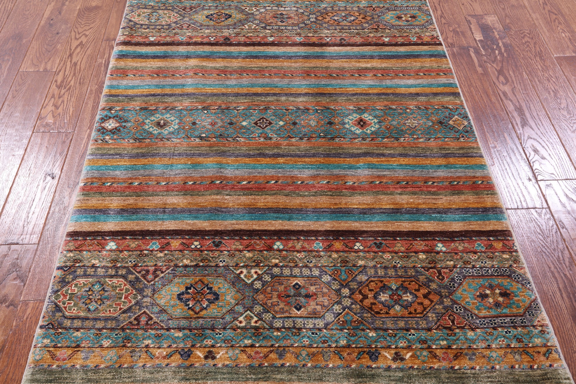 Khorjin Persian Gabbeh Hand Knotted Wool Rug - 4' 0" X 5' 9" - Golden Nile