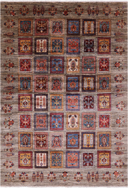 Garden Design Persian Hand Knotted Wool Rug - 5' 8" X 8' 1" - Golden Nile