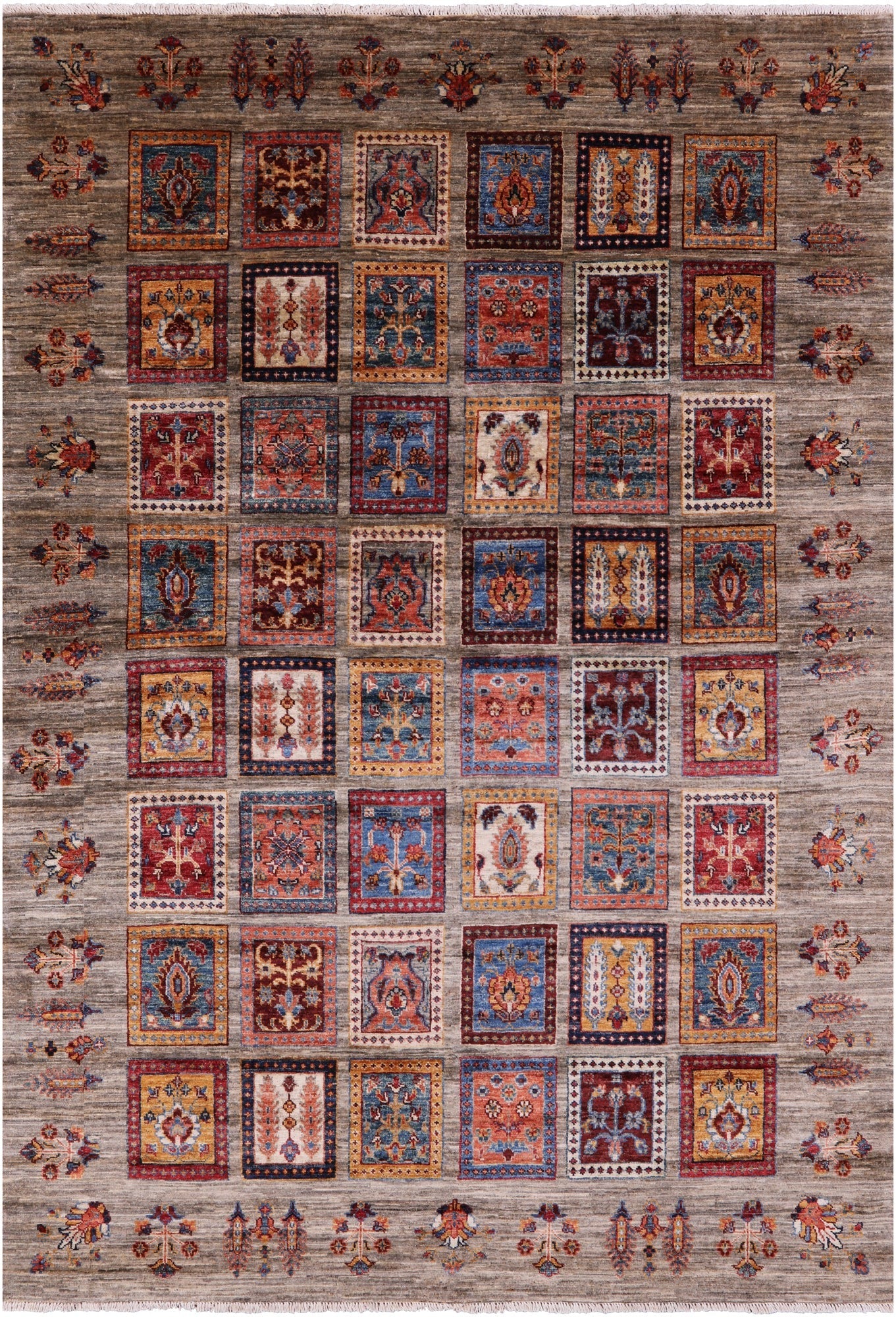 Garden Design Persian Hand Knotted Wool Rug - 5' 8" X 8' 1" - Golden Nile