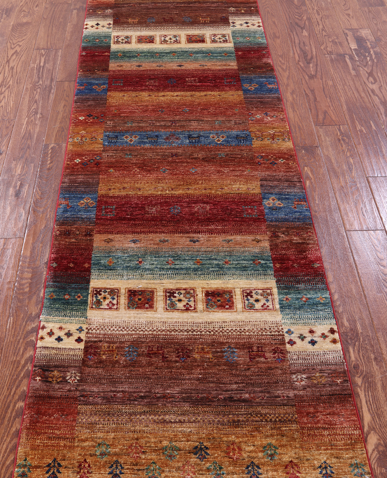 Tribal Persian Gabbeh Hand Knotted Wool Runner Rug - 2' 9" X 9' 5" - Golden Nile
