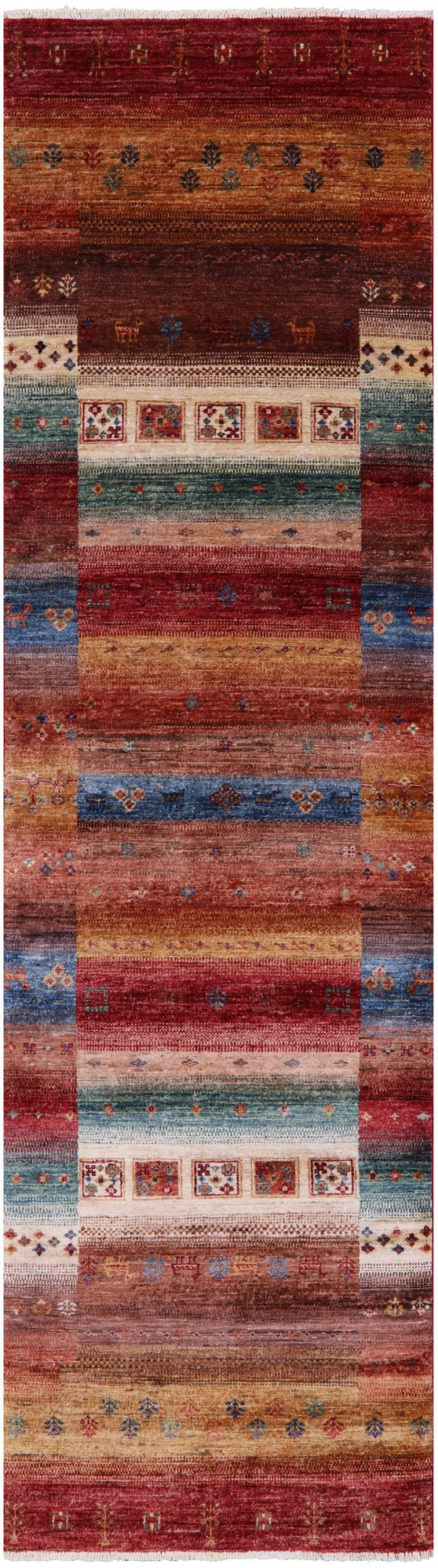 Tribal Persian Gabbeh Handmade Wool Runner Rug - 2' 8" X 9' 5" - Golden Nile
