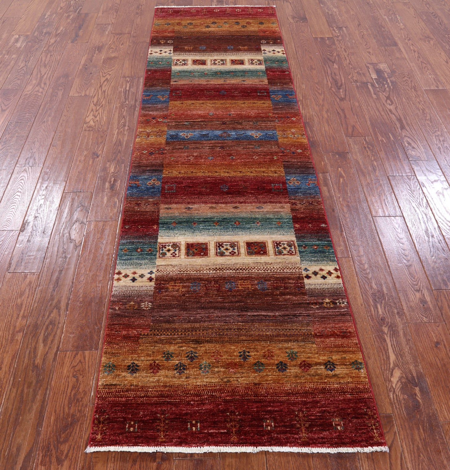 Tribal Persian Gabbeh Handmade Wool Runner Rug - 2' 8" X 9' 5" - Golden Nile