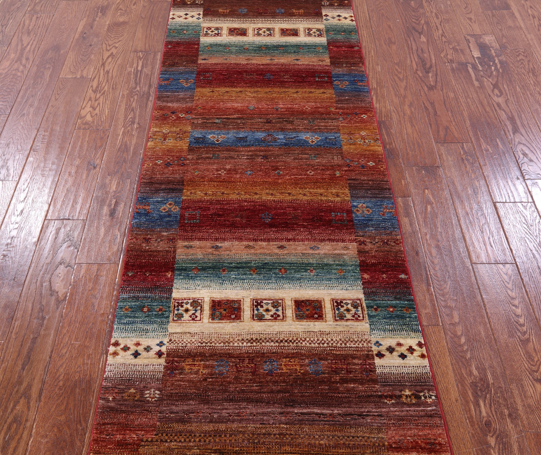 Tribal Persian Gabbeh Handmade Wool Runner Rug - 2' 8" X 9' 5" - Golden Nile