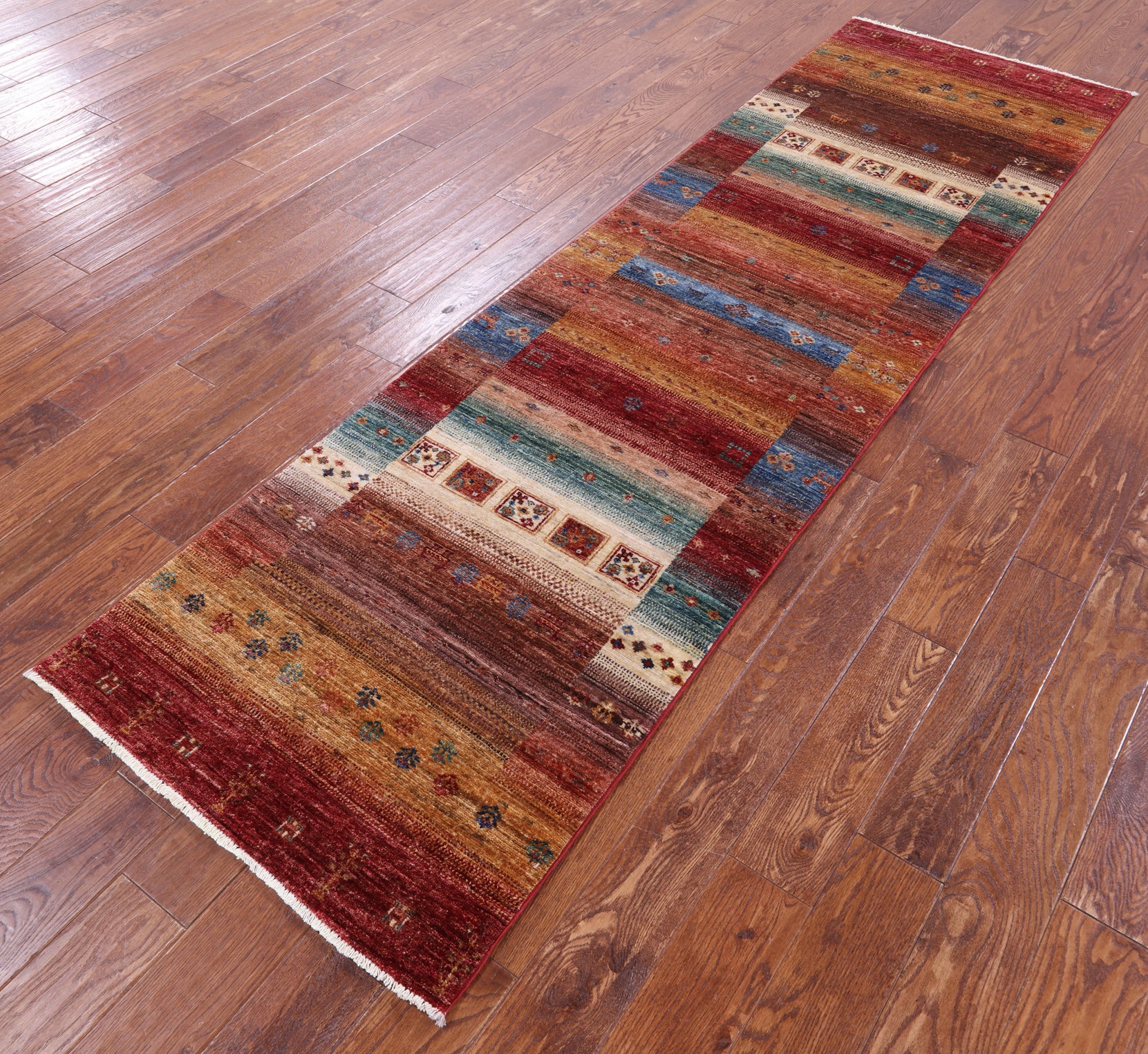 Tribal Persian Gabbeh Handmade Wool Runner Rug - 2' 8" X 9' 5" - Golden Nile