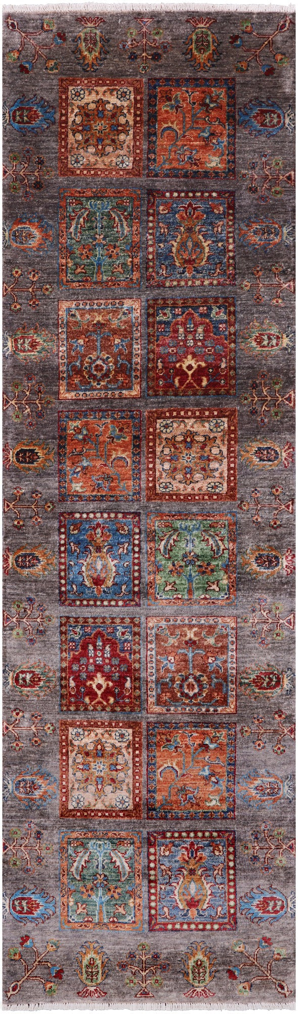 Garden Design Persian Hand Knotted Wool Runner Rug - 2' 7" X 8' 9" - Golden Nile