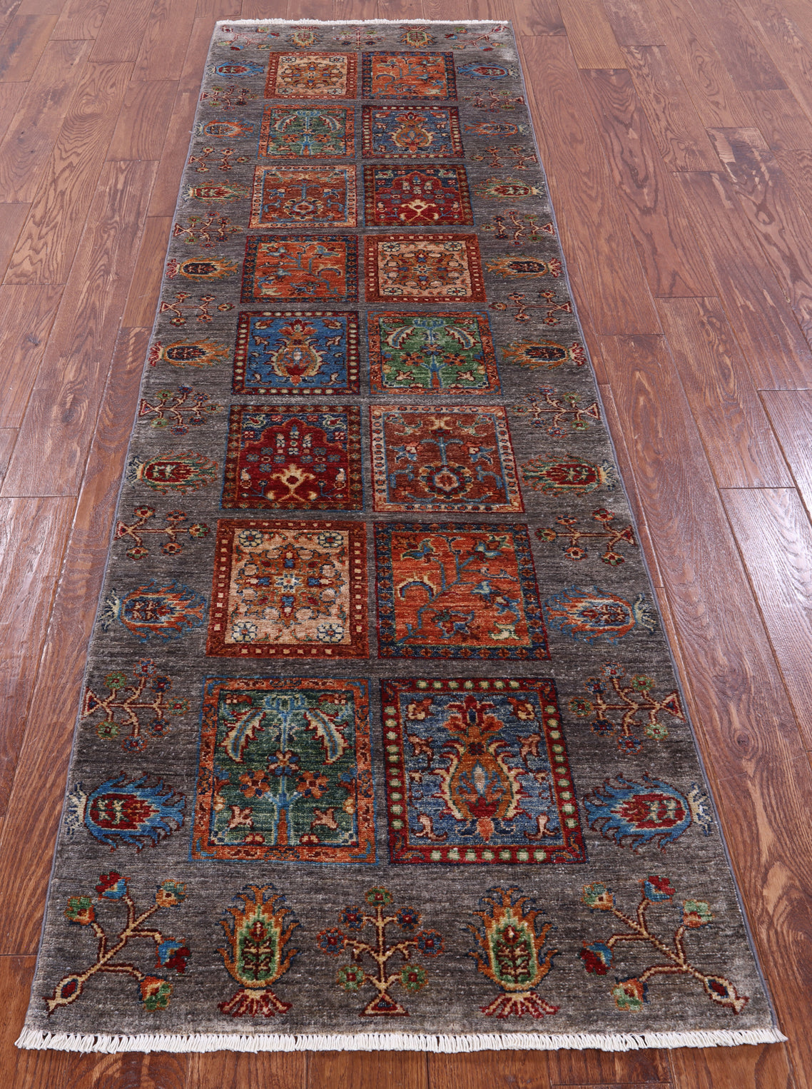 Garden Design Persian Hand Knotted Wool Runner Rug - 2' 7" X 8' 9" - Golden Nile