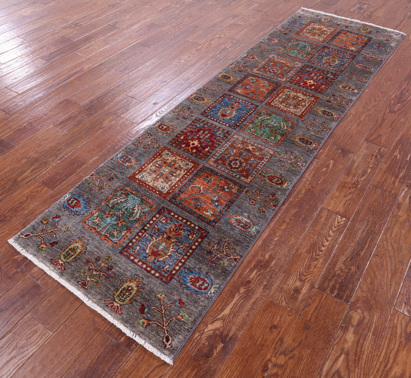Garden Design Persian Hand Knotted Wool Runner Rug - 2' 7" X 8' 9" - Golden Nile