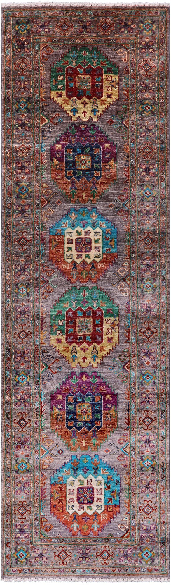 Turkmen Ersari Hand Knotted Wool Runner Rug - 2' 9" X 9' 3" - Golden Nile